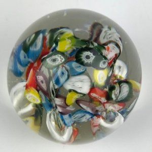 Murano controlled bubble millefiori paperweight